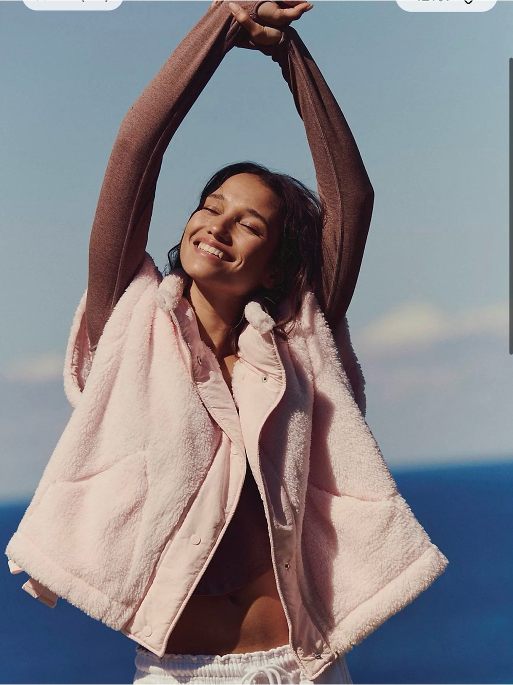 Women’s Plush Sherpa Vest - Light Pink